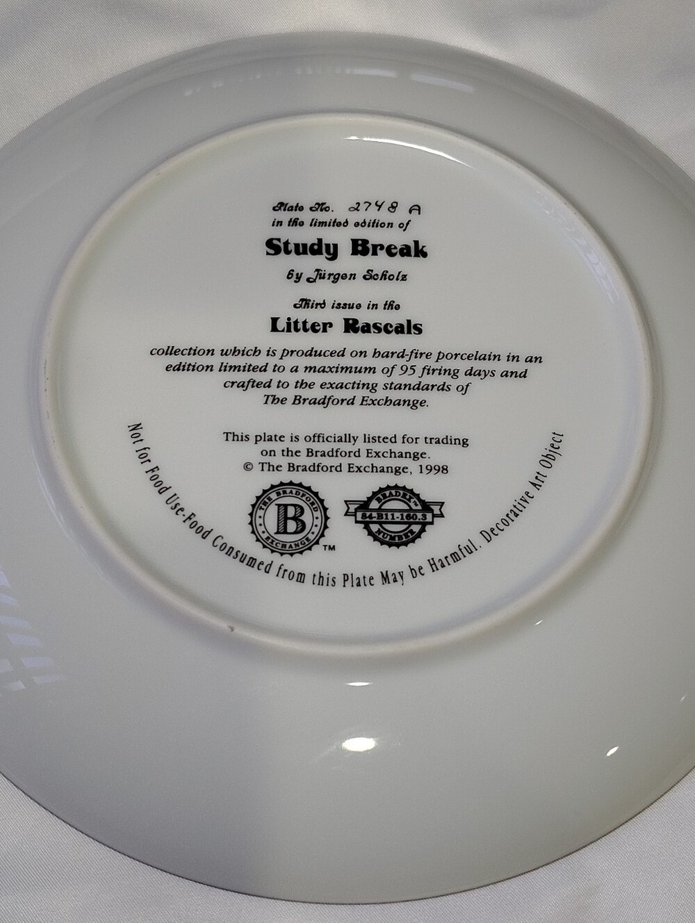 " Study Break" Collector's Plate - Picture 2 of 2